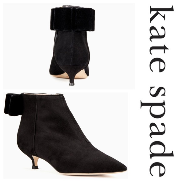 Kate Spade Donella Suede Leather Ankle Bow Boots